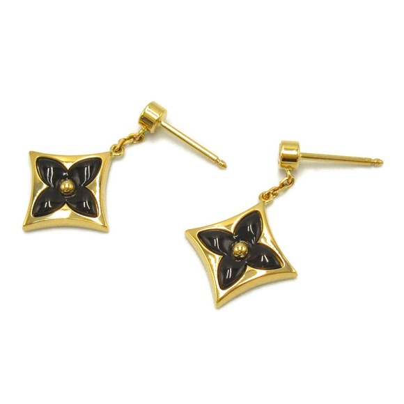 Louis Vuitton Star Blossom BB Earrings Onyx Diamond Yellow Gold Clear Black - Picture 3 of 8